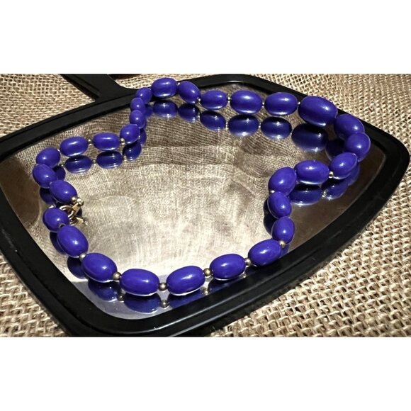 Vintage Purple Beaded Necklace with Clasp Eighties Costume Jewelry - Picture 1 of 10